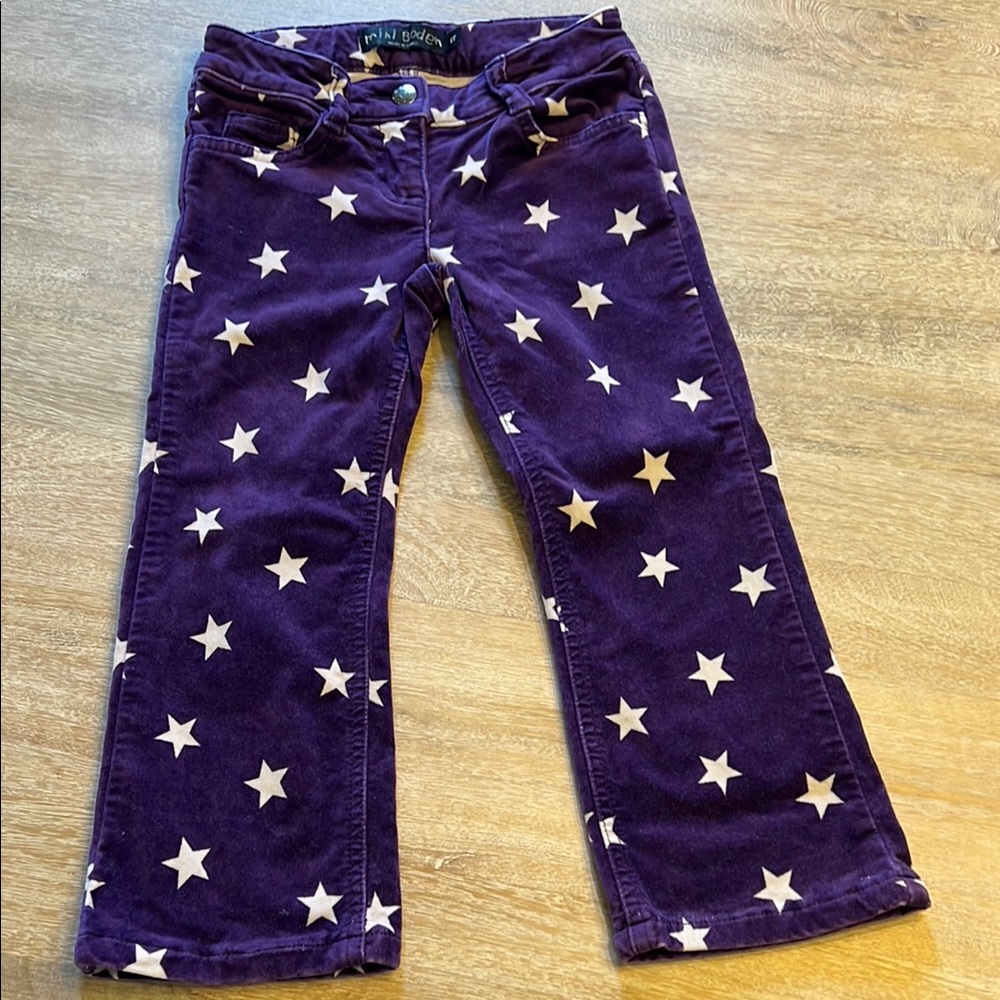 Mini Boden Purple Star Corduroy Kids Pants